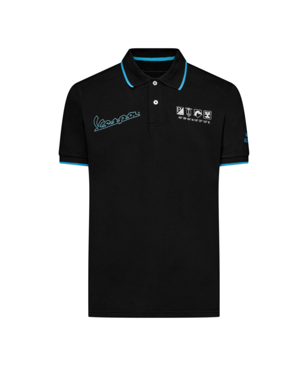 Camiseta polo Vespa negra, colección DEC