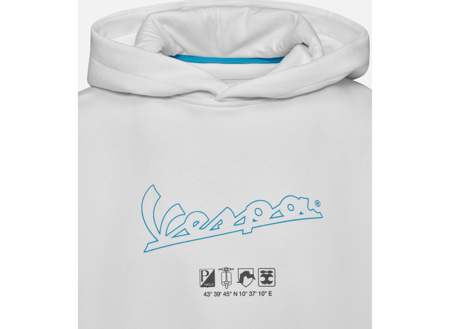 Sudadera con capucha Vespa blanca, colección DEC