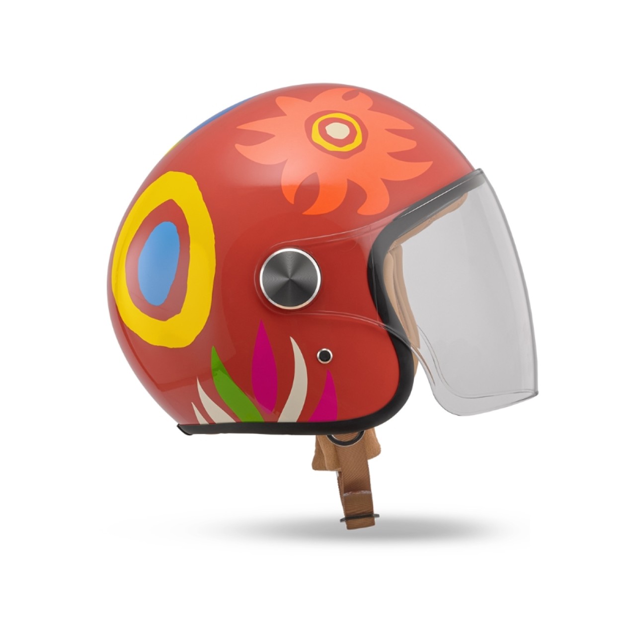 Casco jet Vespa Assouline 80th, rojo brillante