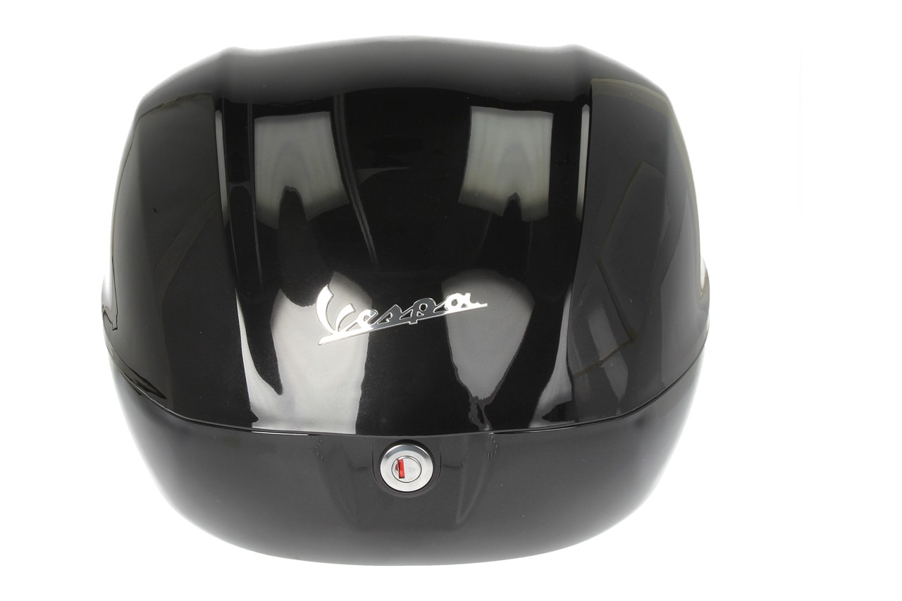 Baúl trasero para Vespa de 32 l, negro brillante Nero Cosmo (98/A), sin acolchado para la espalda