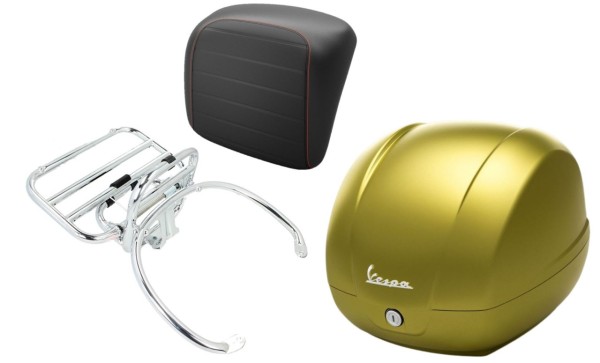 Kit baúl 36L verde army (333/A), portaequipajes cromado para Vespa GTS 125/300/310