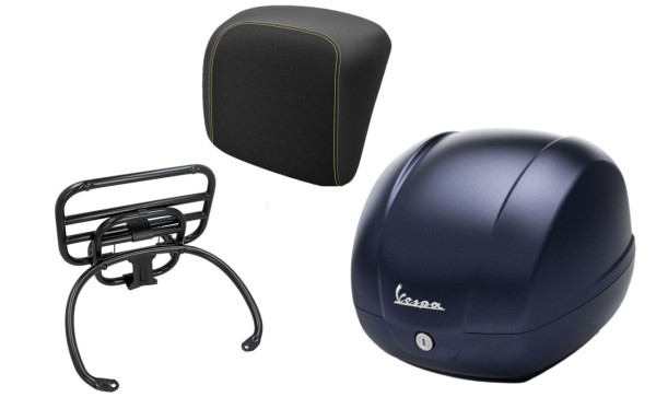 Kit baúl 36L azul oscuro mate opaco (288/A), portaequipajes negro para Vespa GTS 125/300/310