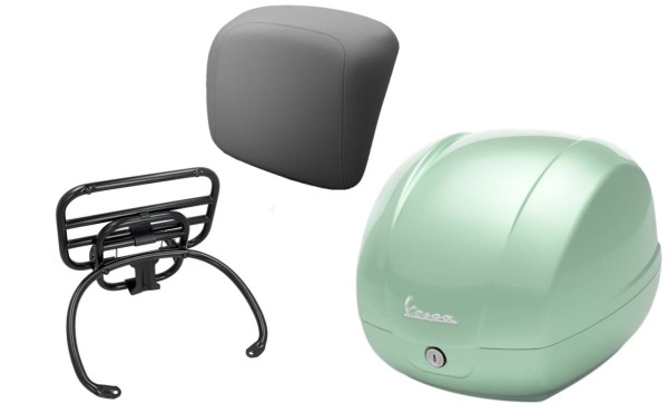 Kit baúl 36L latte menta (350/A), portaequipajes negro para Vespa GTS 125/300/310