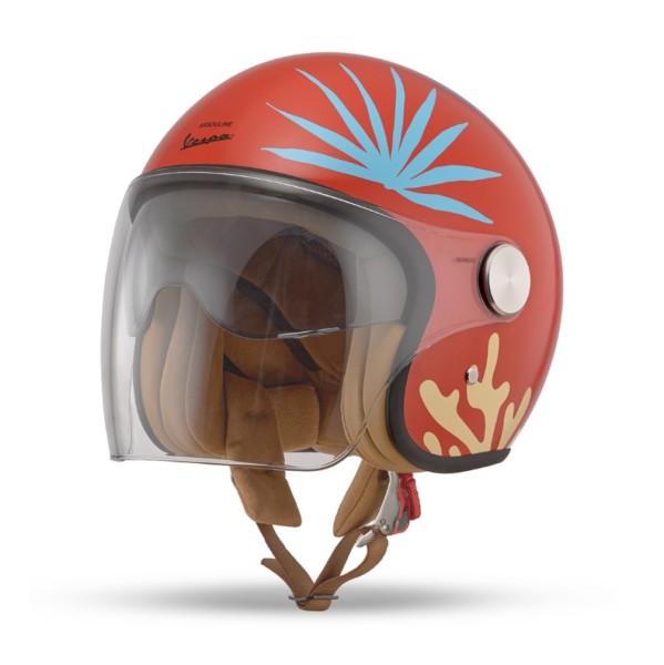 Casco jet Vespa Assouline 80th, rojo brillante