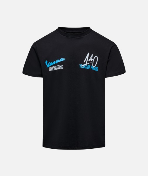 Camiseta Vespa "140 años Piaggio" negro azul