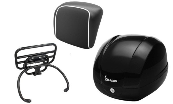 Kit baúl 36L nero cosmo (98/A), portaequipajes negro, respaldo negro para GTS 125/300/310