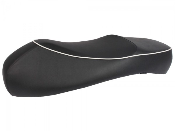 "Asiento doble" Negro con ribete blanco para Vespa GTS